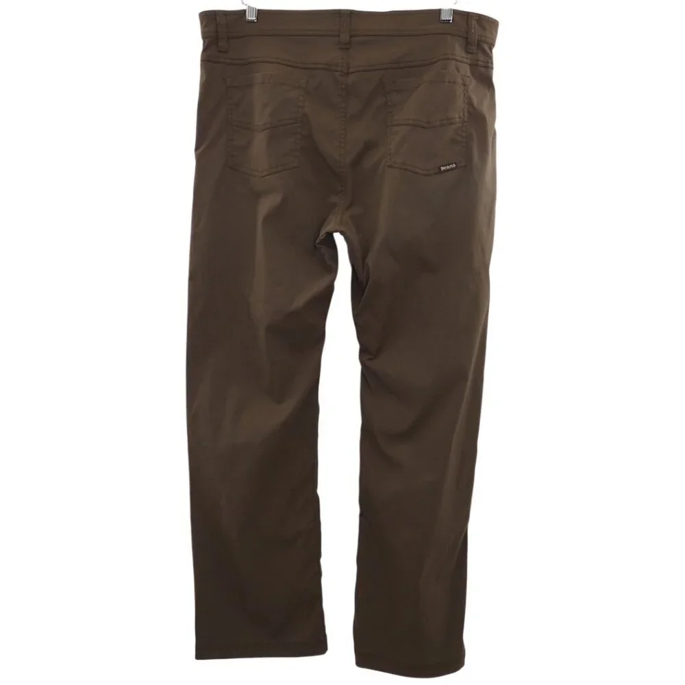 PrAna Breathe Collection Chocolate Brown Slim Fit Tech Pants Men's Size 38X30